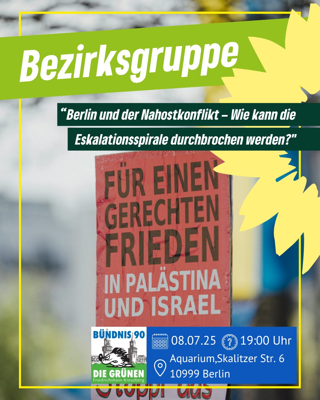 Bezirksgruppe "Berlin und der Nahostkonflikt – Wie kann die Eskalationsspirale durchbrochen werden?"