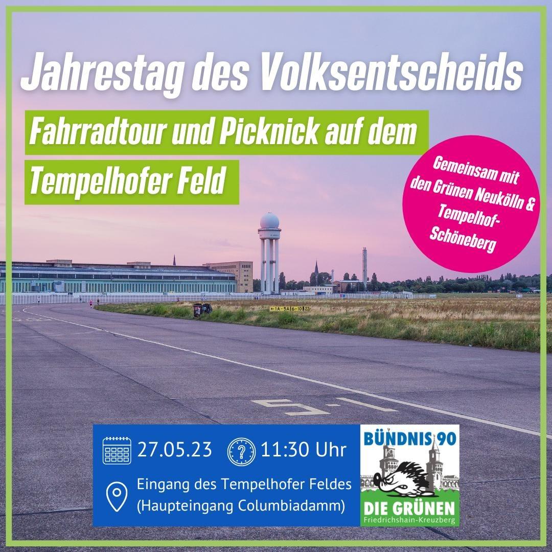 Jahrestag des Volksentscheids: Fahrradtour und Picknick auf dem Tempelhofer Feld