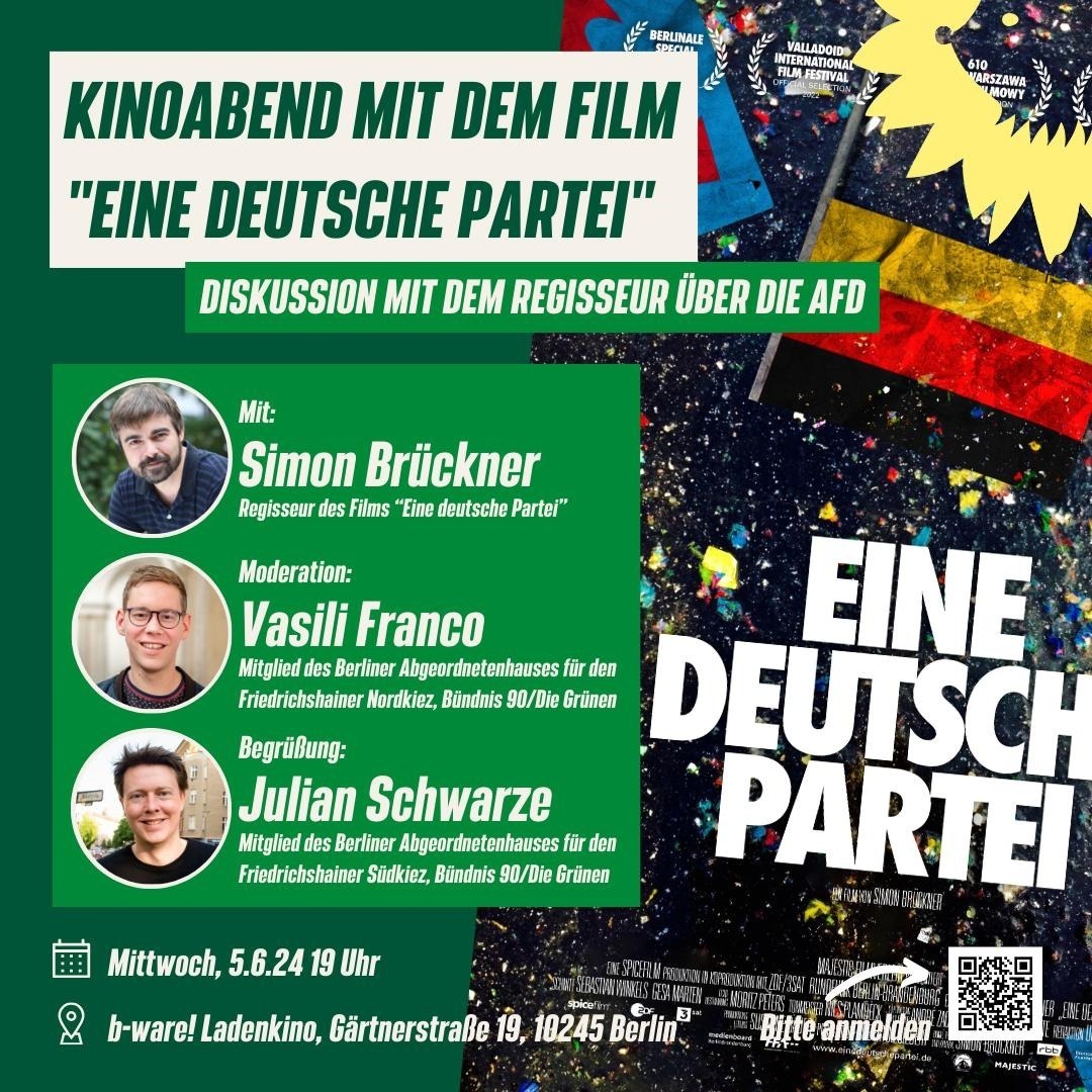 "Eine deutsche Partei" - Filmvorführung & Diskussion mit Regisseur Simon Brückner, Vasili Franco & Julian Schwarze
