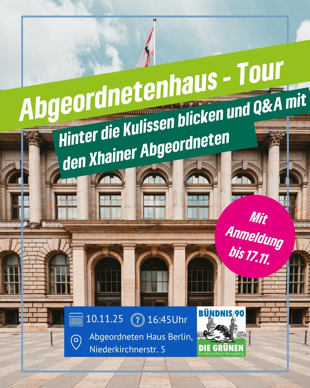Abgeordnetenhaustour - Hinter die Kulissen blicken und Q&A mit unseren Abgeordneten