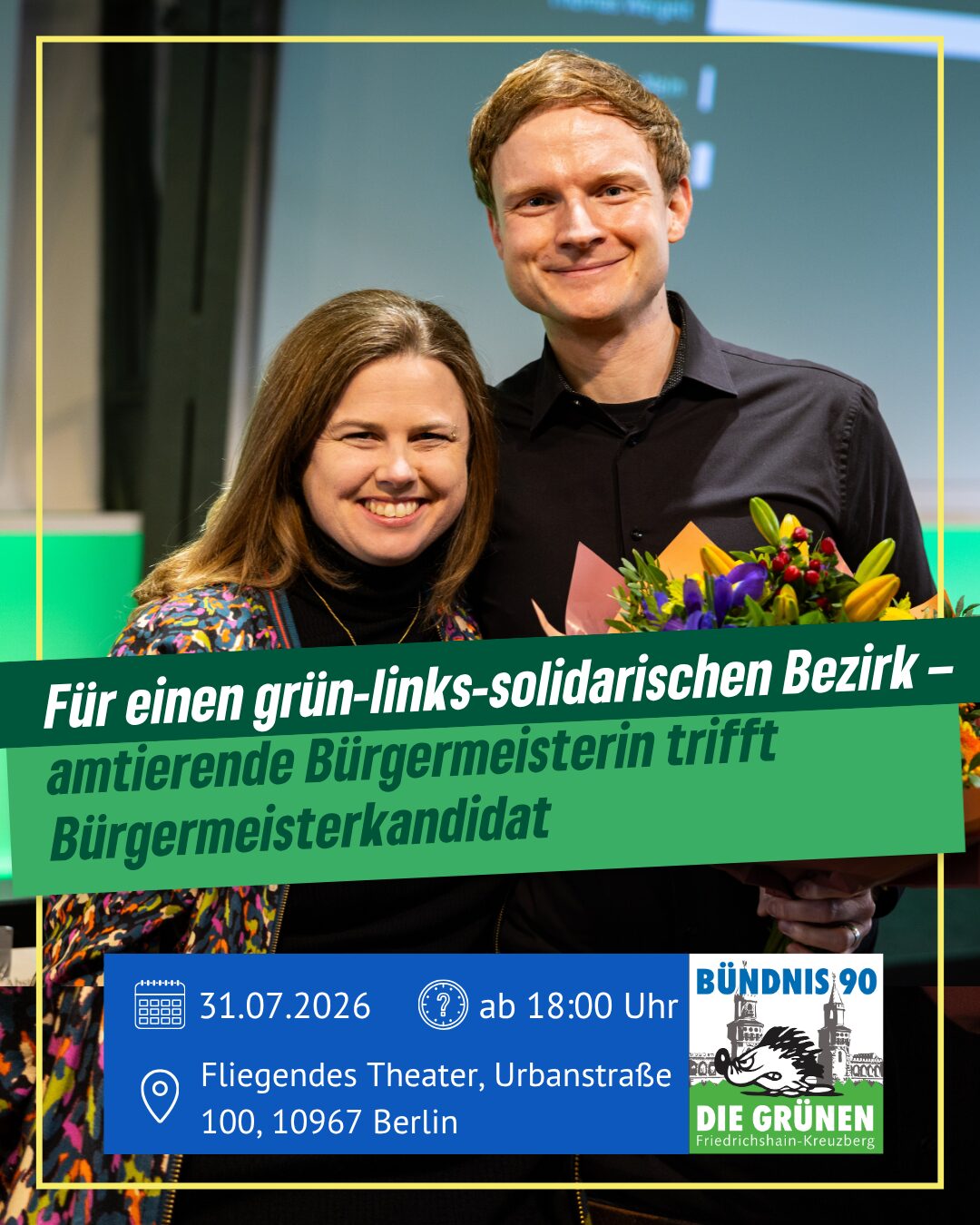 Für einen grün-links-solidarischen Bezirk – amtierende Bürgermeisterin trifft Bürgermeisterkandidat