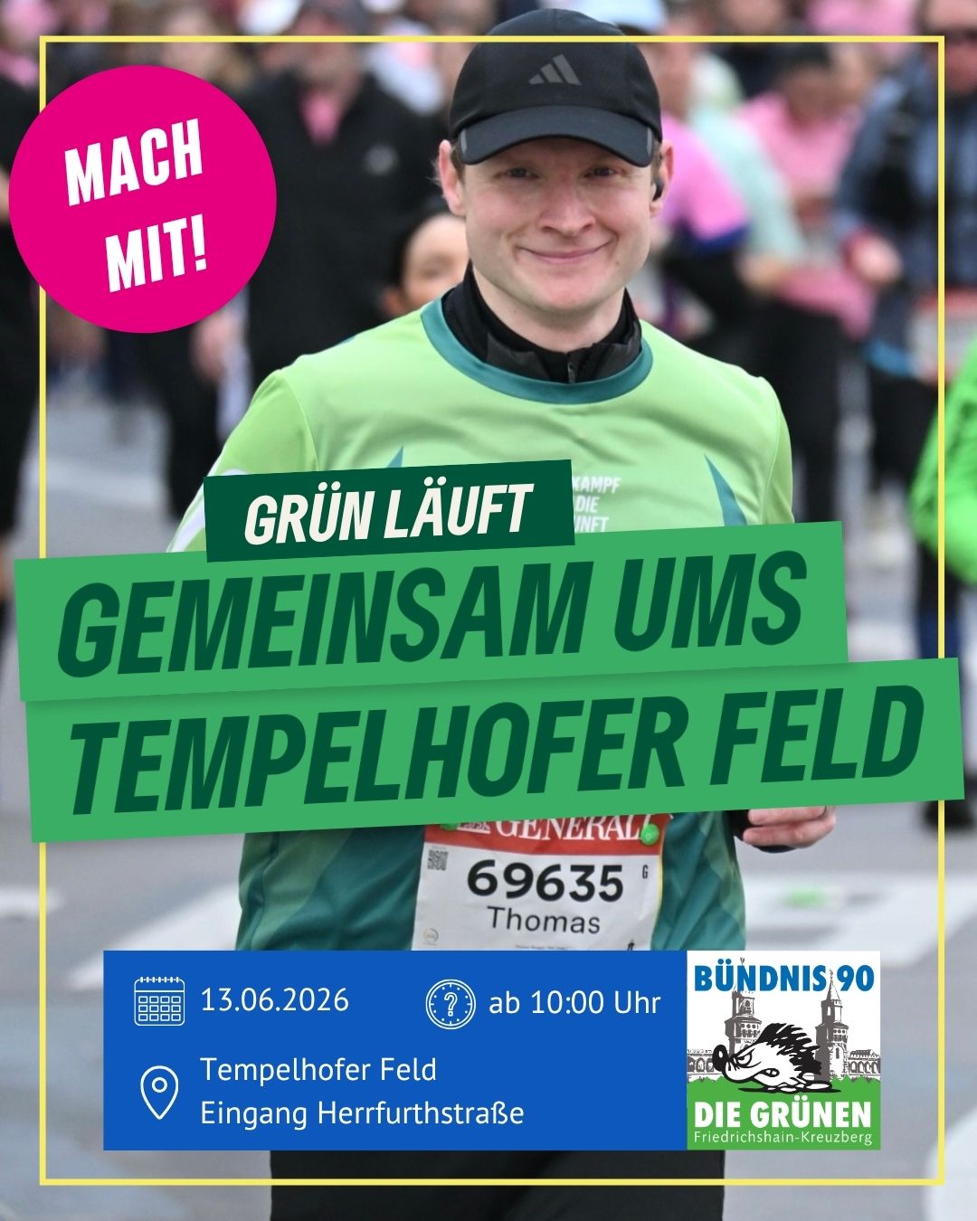 🏃‍♀️💚 Grün läuft – gemeinsam ums Tempelhofer Feld 💚🏃‍♂️